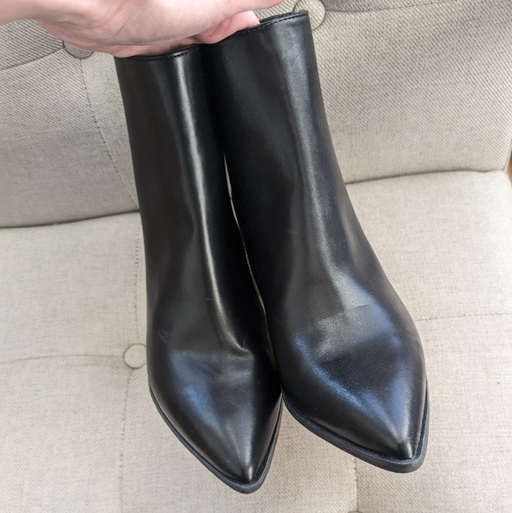 PAOLO Sadie Black Block Heeled Pointed Toe Slim Shaft Dress Boots Shoes Size 9 - Picture 10 of 10